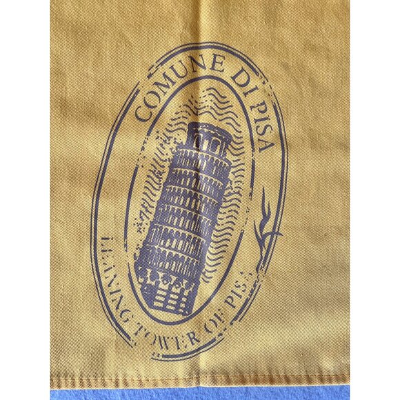 Taste Of Italy Apron With Italian Landmarks Print Cotton Yellow Gray - Picture 5 of 7